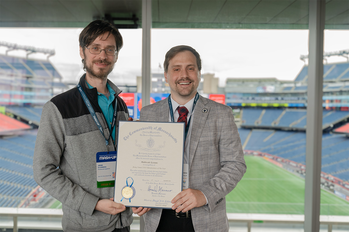 Jesse Silverberg with Massachusetts State Rep David LeBoeuf at the 9th annual manufacturing awards.