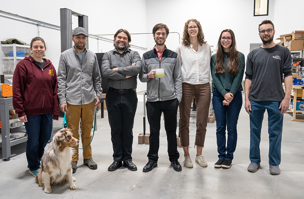 the multiscale systems team and office dog morse