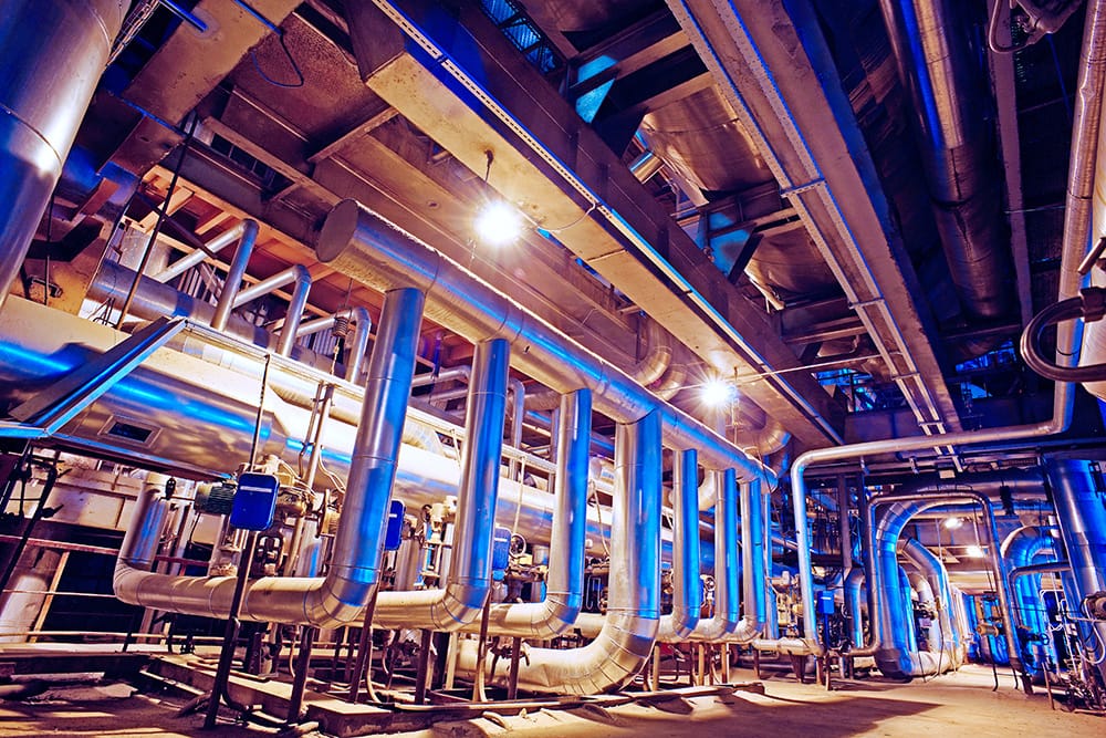 industrial-plant industrial building with piping and ducts