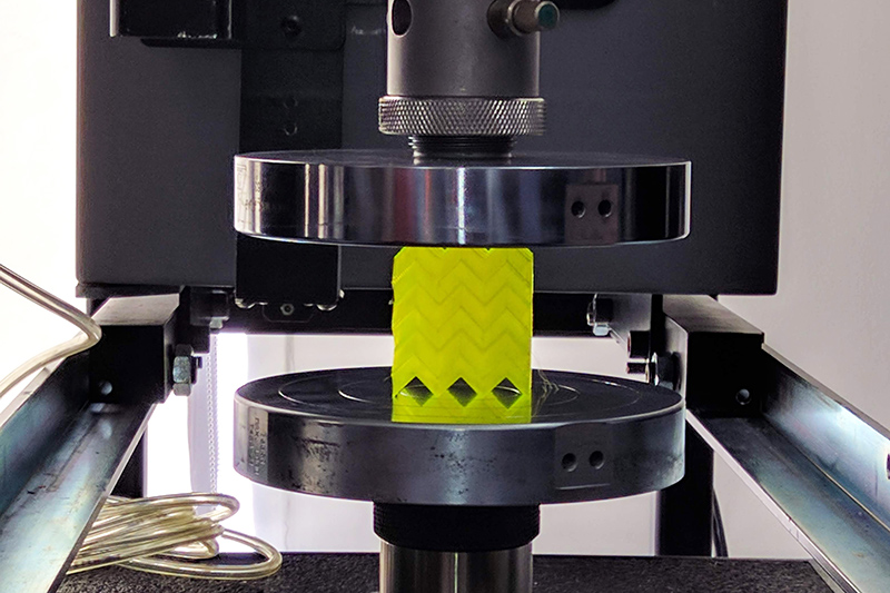 metacore cube testing a cube of metacore in a mechanical tester